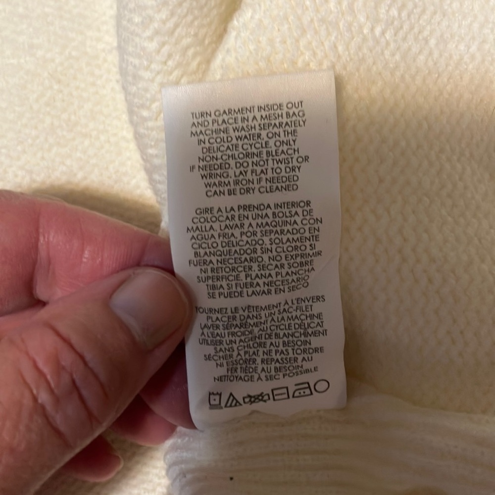 Women's Cream V-Neck Sweater - Picture 6 of 9